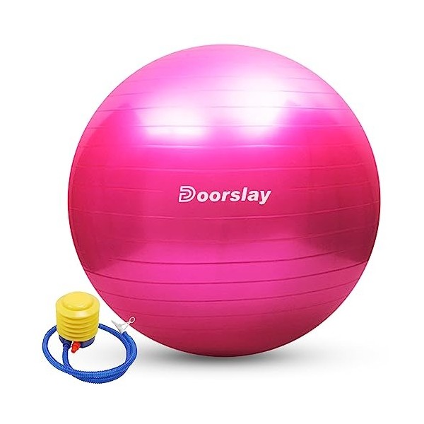 doorslay Ballon de yoga anti-éclatement - 55 cm/65 cm/75 cm - Ballon dexercice de stabilité, de remise en forme, avec pompe 