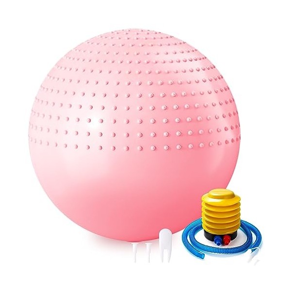 Lanjue Ballon Pilate, 65 cm Yoga Ball avec Pompe Ballon Gymnastique Anti-Slip Anti-Éclatement, Ballon de Grossesse avec Bosse