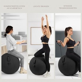 VCAIR Balle dassise ergonomique 65 cm pour sasseoir et sentraîner à la maison et au bureau, pour la grossesse, contre les 