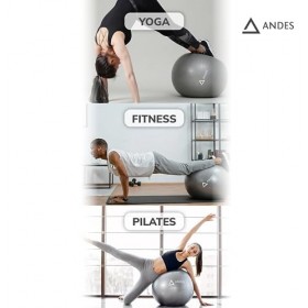 Andes Balle de Gymnastique, Fitness, Yoga, Pilates, Taille 55, 65 et 75 cm, Fitball pour les exercices et les grossesses Ball