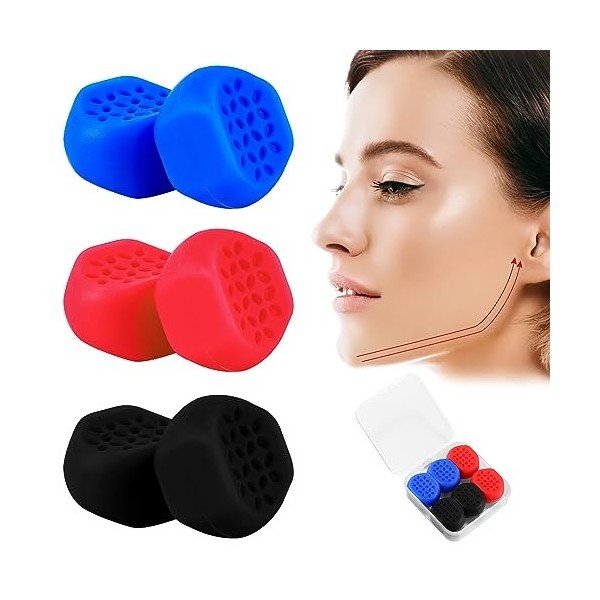 Jawline Lot de 6 mâchoires dentraînement en silicone de qualité alimentaire 3 niveaux de résistance pour homme et femme Pour