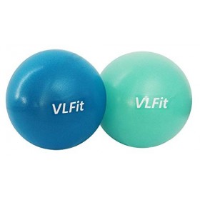 VLFit Lot de 2 Balles de Gymnastique Souple de 20 cm + 25cm + 2 Bouchons + 2 pailles, pour Pilates et Gymnastique - Bleu et T