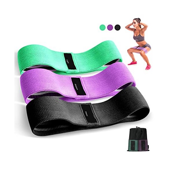 Bande Elastique Musculation en Tissu, Élastique Musculation 3 Niveaux de Force, Elastique Sport pour Le Yoga/Pilates/Fitness/