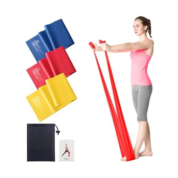 Bande Elastique Musculation 3 pièces , 2M Bande Elastique Fitness avec 3 Niveaux de résistance, Bande élastique idéale pour 