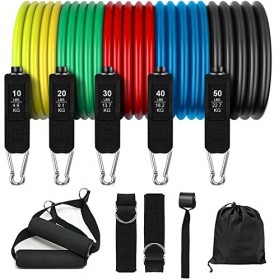 Lot de 5 Bandes de résistance Élastiques Musculation: Bandes de Résistance dexercise kit avec 5 Tubes Fitness, Poignées en M
