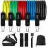 Lot de 5 Bandes de résistance Élastiques Musculation: Bandes de Résistance dexercise kit avec 5 Tubes Fitness, Poignées en M