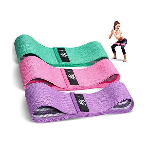 CFX Bande élastique Fitness en Tissu, [Lot de 3] Bande de Résistance 3 Niveaux de Force,équipement dExercices pour Rééducati