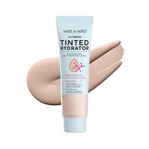 wet n wild, Hydratant Teinté Bare Focus pour une Peau Éclatante, Couverture Modulable Transparente à Moyenne, Fini Semi-Mat, 