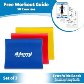 Bandes de Résistance Lot de 3 | Bandes Élastiques de 2m de Long pour lexercice et la Physiothérapie | Ensemble de Bandes de