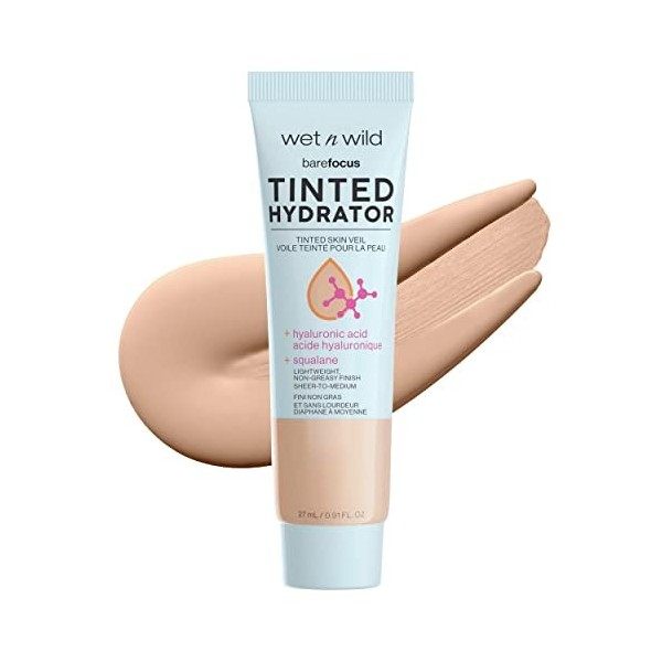 wet n wild, Hydratant Teinté Bare Focus pour une Peau Éclatante, Couverture Modulable Transparente à Moyenne, Fini Semi-Mat, 