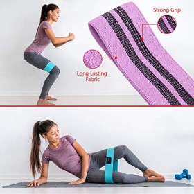 EVO Fitness [Lot de 3 bandes de résistance pour femme avec tissu antidérapant de qualité supérieure, boucles élastiques pour 