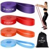 POTOK Lot de bandes de résistance à la traction 4 niveaux différents pour exercices dhaltérophilie, tonification musculaire,