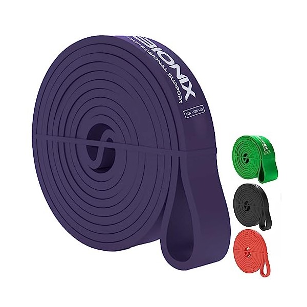Bionix Bande Elastique Musculation en Latex, Lot de 4 Bande de Résistance Antidérapante pour Barre de Tractions, 3 Niveaux de...
