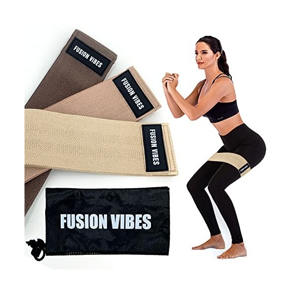 Fusion Vibes Bandes de résistance pour jambes et fesses, bandes de résistance pour fessiers, bandes dexercice 3 niveaux pour