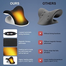 Liipoo Étireur de cou chauffant avec taie doreiller de thérapie magnétique, oreillers relaxants pour le cou et les épaules, 