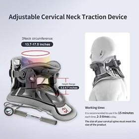 Cervical Neck Traction Device - Neck Brace & Collar - Neck & Shoulder Pain Relief - Stretcher Massager for Home Improved Spin