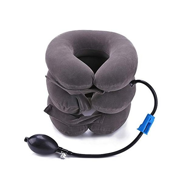 Dispositif de traction cervicale pour le cou, oreiller gonflable à 3 couches dalignement de la colonne vertébrale, rétracteu