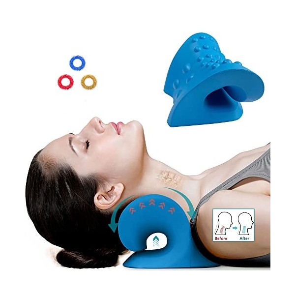 Zidzu Dispositif De Traction Cervicale - Pour Cou Et Épaules, Alignement Colonne Vertébrale, 2 Modes Écarteur, Anneau Massage