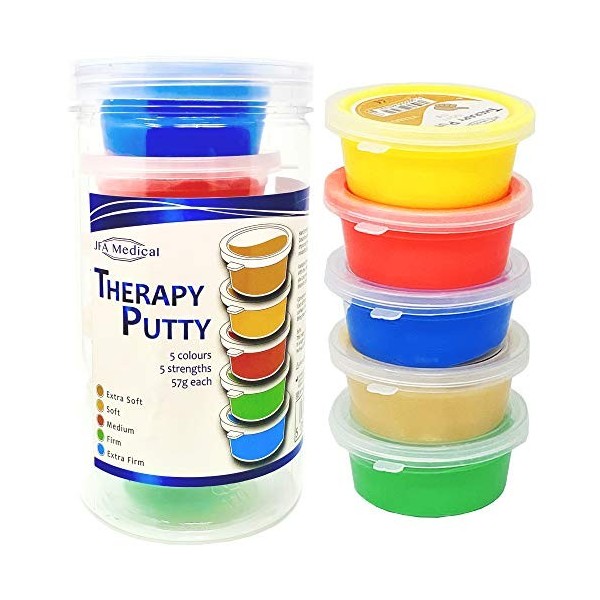 Lot de 5 pâtes thérapeutiques pour exercices de la main, 5 forces et couleurs différentes