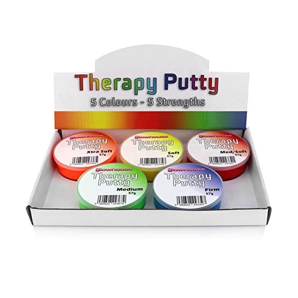 Lot de 5 pâtes thérapeutiques pour exercices de la main, non toxique, pour adultes et enfants 57 g