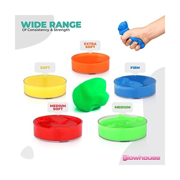 Lot de 5 pâtes thérapeutiques pour exercices de la main, non toxique, pour adultes et enfants 57 g