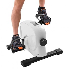 Mini vélo dappartement magnétique pour personnes âgées, pédalier avec écran LCD, mini vélo, résistance réglable, blanc