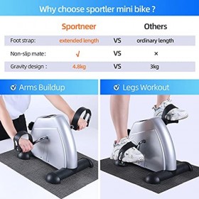 Mini vélo dappartement à pédales portable Sportneer Under Desk Bike avec moniteur numérique et tapis antidérapant, résistanc