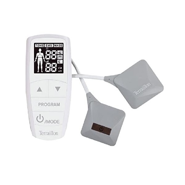 Terraillon Electrostimulation 3 en 1 EMS/TENS/MASS TRIO CARE PLUS - 14 Prog - 60 Niveaux - Ecran LCD - 2 Electrodes Sans Fi