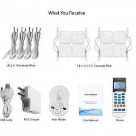 HealthmateForever Yk15Rc Des dizaines rechargeables unité avec 4 sorties, Appliquer 8 Pads 15 Modes de poche électrothérapie 
