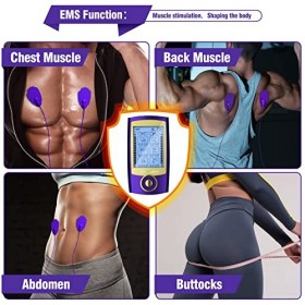 NinetinGel Tens Machine,Stimulateur Musculaire,EMS Défrisant Musculaire Ab,16 Coussinets de Tailles Différentes avec Étui de 