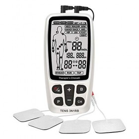 Therapists Choice® Rechargeable TENS3N1RB Combo TENS, EMS, massage avec schéma dimage du corps Placement de lélectrode, av