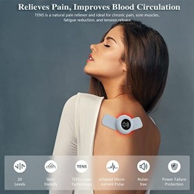 KTS Wireless TENS Electrostimulateur Musculaire&EMS&Luminothérapie Infrarouge,Portatif massage dos/jambes/cervical,Stimulatio