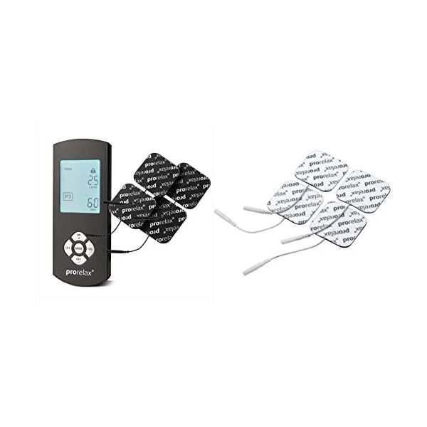 prorelax TENS/EMS Duo Comfort Blackline | Appareil délectrostimulation | 2 thérapies avec un seul appareil & Coussinets avec