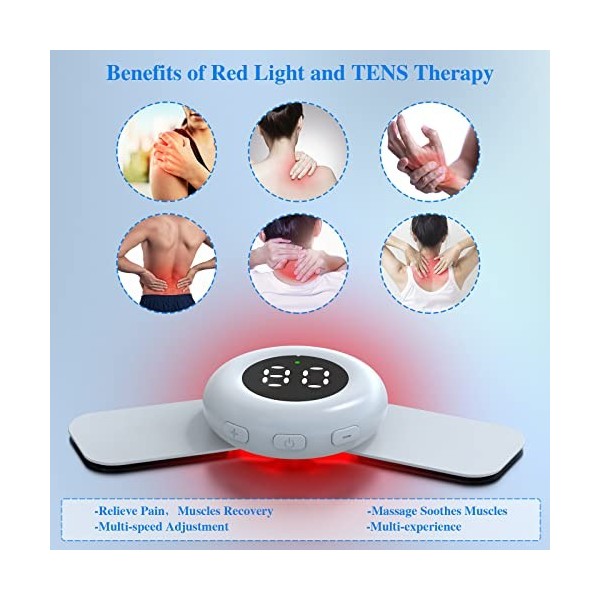 iKeener TENS/EMS Unité Thérapie pour Soulager Douleur,Appareil Lumière Rouge Laser Froid Rechargeable,Mini Stimulateur Muscul