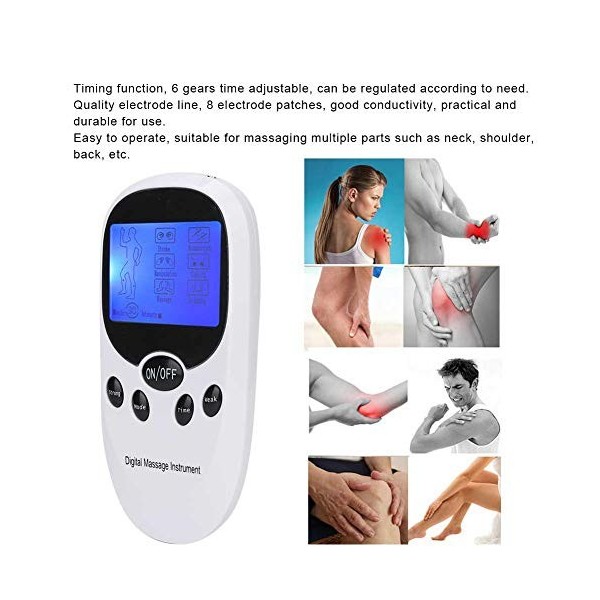 Stimulateur Musculaire électronique Numérique, Appareil TENS pour le Soulagement de la Douleur avec Deux Sorties, Appareil de
