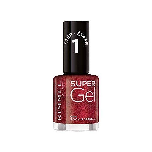 Rimmel - Vernis à Ongles Super Gel - Couleur et brillance - Longue Tenue - 044 Rock nsparkle - 12ml