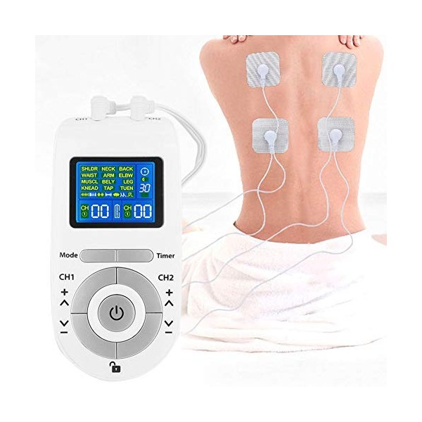 TENS EMS Electrostimulateur Musculaire impulsions Unité de dix Machine Masseur à impulsions 12 modes de massage Dispositif de