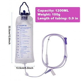 1.2 Litres Kit de Nettoyage pour sac de Lavement du Côlon Poche de Perfusion Entérale Sac de Nutrition Entérale Jetable