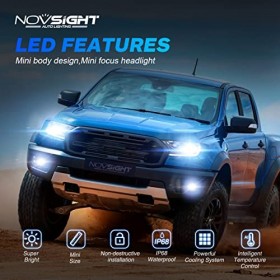 NOVSIGHT Ampoules LED H1, 6 000 lm 6 500 K de petite taille, lampe frontale universelle, kit de remplacement de lampe halogèn