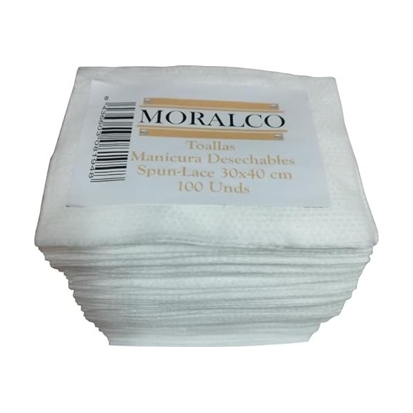 MORALCO Lot de 100 serviettes jetables Spun Lace Blanc Pedicure 40 x 40 