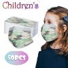 kieuli 50 Pièces Enfant Masque Tissu Non-tissé 3 Plis Protection Faciale Jetable Antipoussière Doux Respirant Haute Qualité P