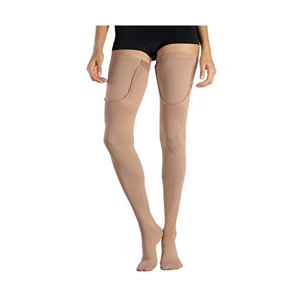 MD Chaussettes de Compression Graduées Anti-Embolisme 15-20mmHg avec Contention Médicale Cuisse-Haute Chaussettes de Compress