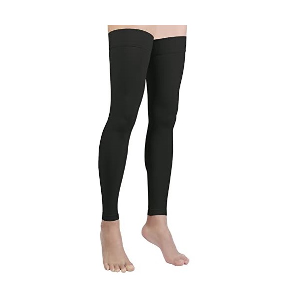 Paire de bas de contention haute cuisse à bout ouvert, soutien ferme 20-30 mmHg, chaussettes de compression graduées avec ban