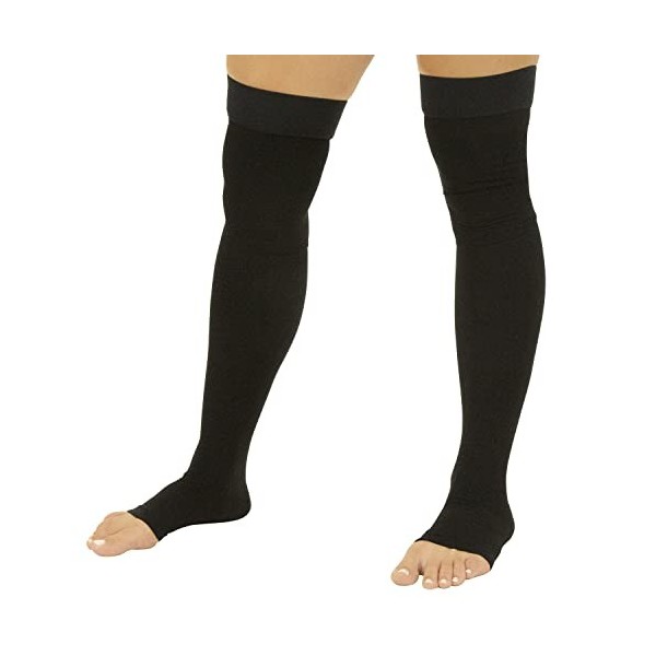 TruCompress Chaussettes de compression transparentes pour homme et femme - Traitement pour les jambes - Bas de cuisse - Manch