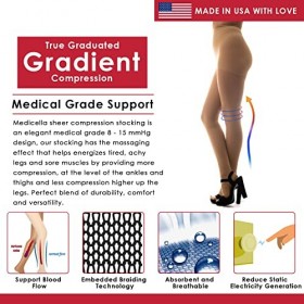 Medicella Premier Legging de compression pour femme de 8 à 15 mmHg, fabriqué aux États-Unis, de qualité médicale, transparent