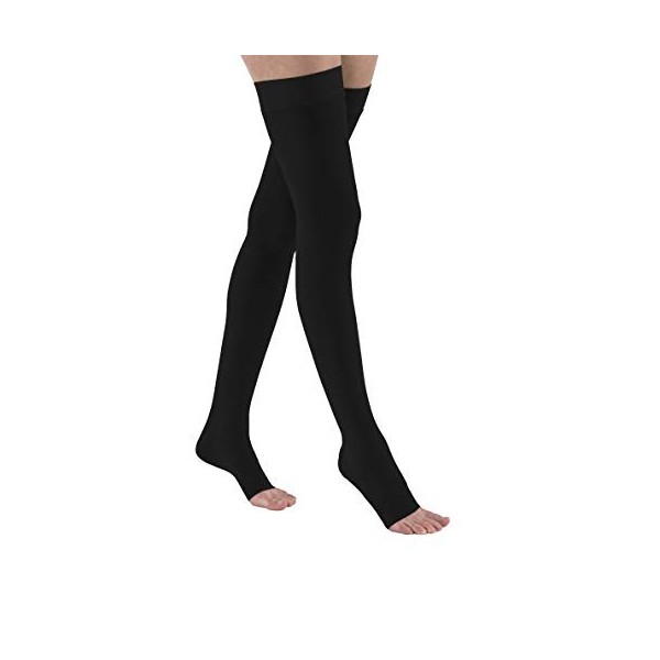 JOBST Bas de contention avec bande en silicone, bout ouvert, noir, petite taille 30-40 mmHg