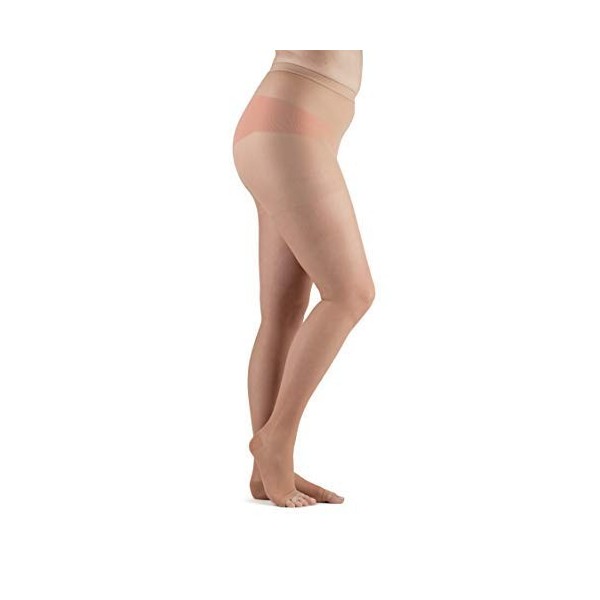 Actifi Bas de contention transparents pour femme - 15-20 mmHg - Bout ouvert - Soutien modéré, nude, X-Large