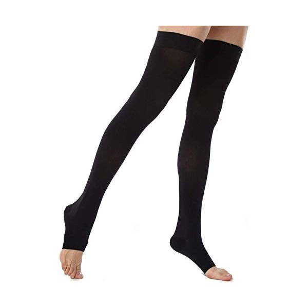 Pedimendtm Chaussettes de soutien haute cuisse avec embout ouvert pour homme et femme – Soutien gradué pour varices, œdème, v