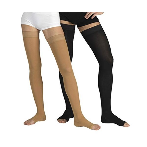 PEDIMENDTM Lot de 4 bas de cuisse à bout ouvert 4 paires – 8 pièces | Compression dégradée avec bande en silicone | Excelle