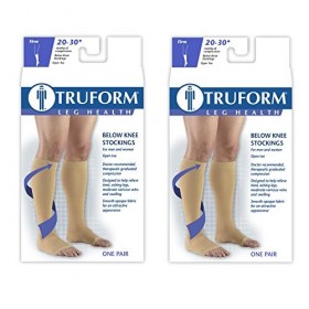 Truform Lot de 2 bas de contention à bout ouvert 20-30 mmHg - Beige, moyen - court 0865S-M 2PK 